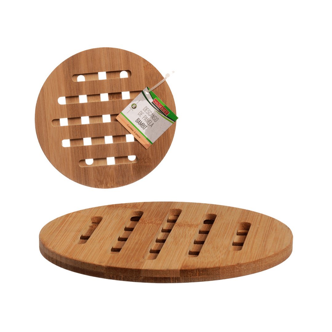 Descanso de Panela em Bambu Redondo 16cm - Ela Decora