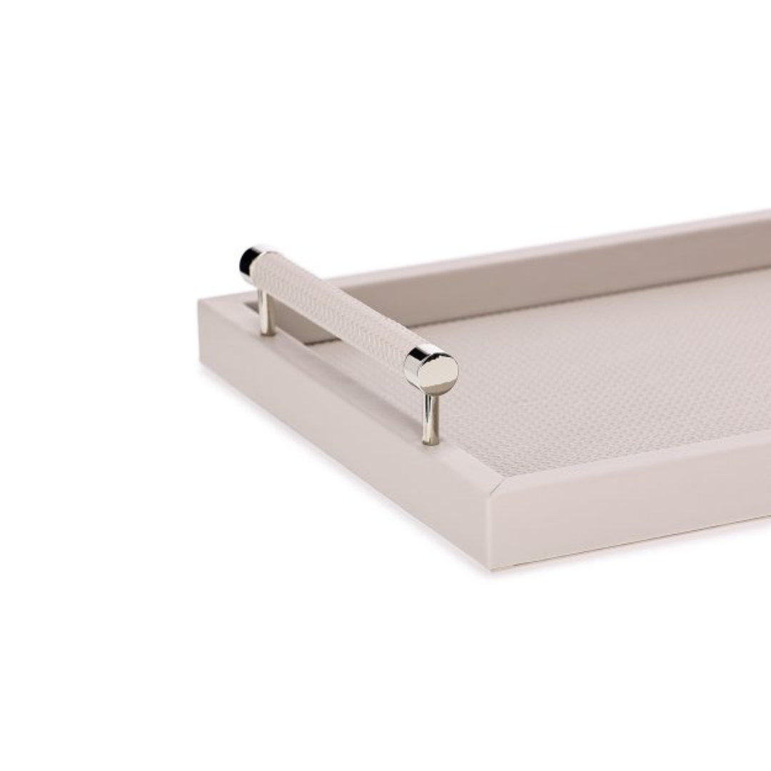 detalhes Bandeja Retangular em MDF e PU Cinza G