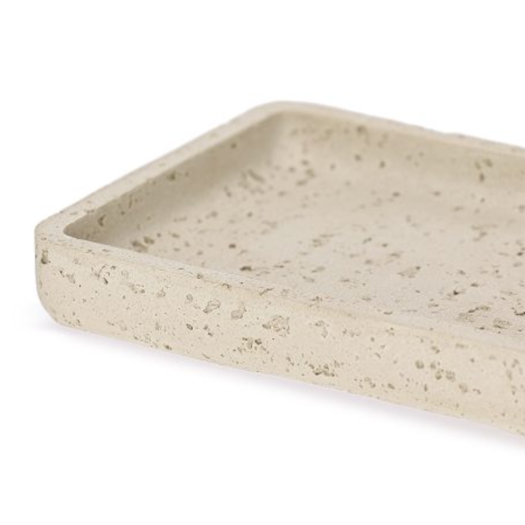 detalhes Bandeja Retangular em Polirresina Branca 19,5cm