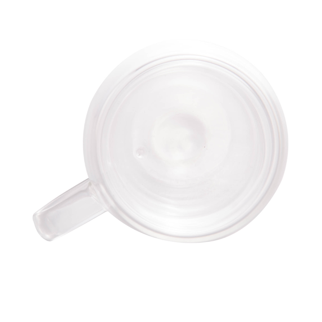 Detalhe da parede dupla de vidro vista de cima da caneca