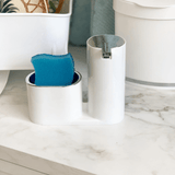 Dispenser Para Detergente E Bucha Branco Com Cromado Linha Conceito