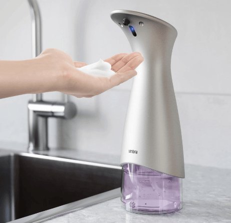 Dispenser Porta Detergente Automático com Sensor Espuma Otto Nickel 280ml - Ela Decora
