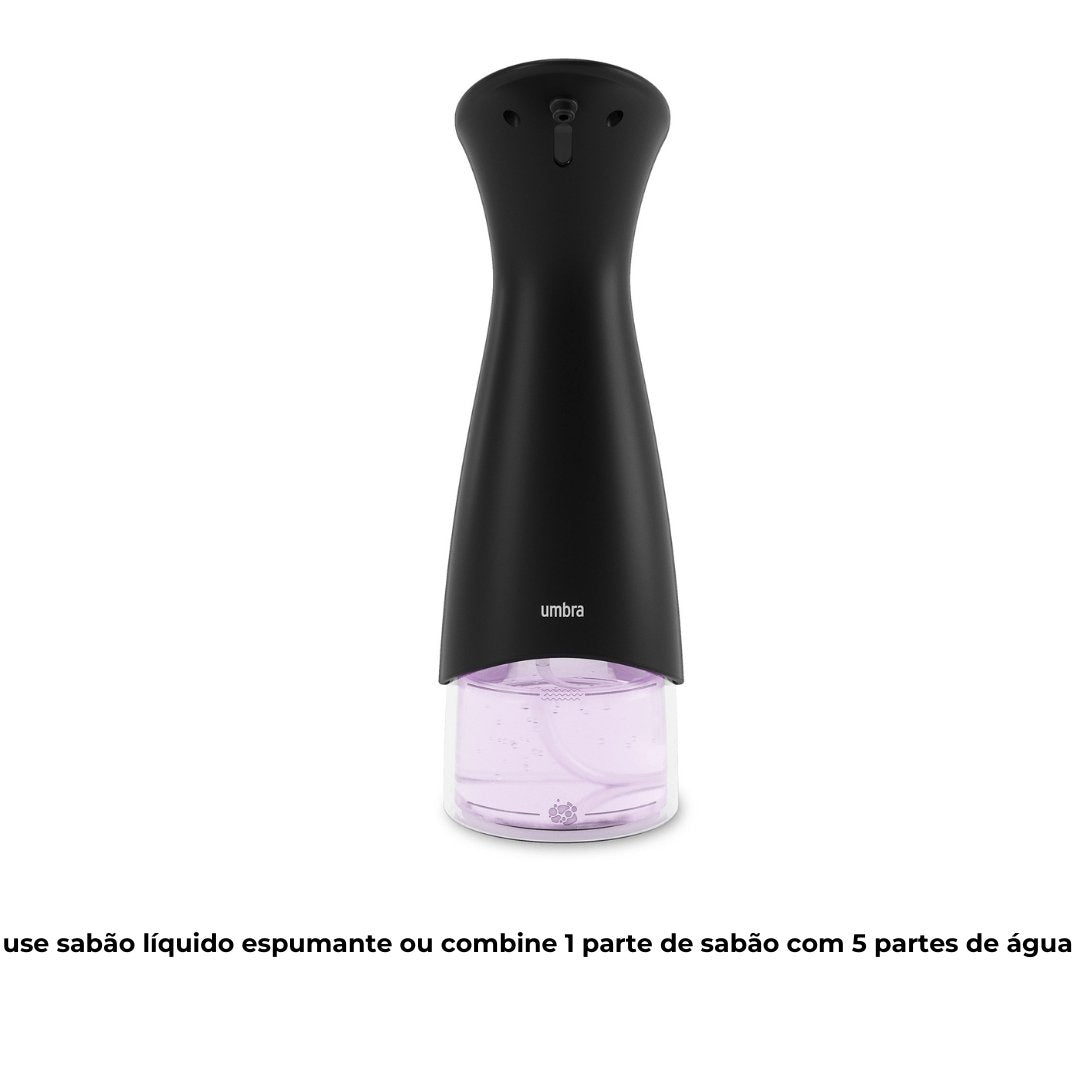 Dispenser Porta Detergente Automático com Sensor Espuma Otto Preto 280ml - Ela Decora