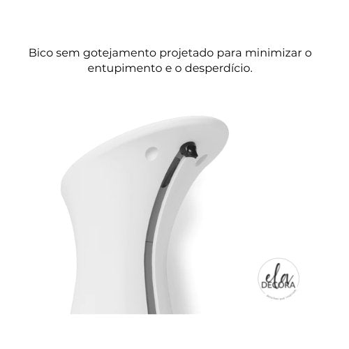 Dispenser Porta Detergente Automático com Sensor Otto com Suporte Esponja Branco 250ml - Ela Decora
