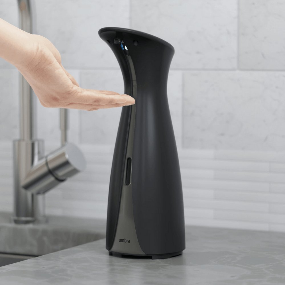 Dispenser Porta Detergente Automático com Sensor Preto e Cinza Otto - 250ml - Ela Decora