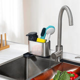 Dispenser Porta Detergente com Porta Esponja Aço inox 17,8cm - Ela Decora