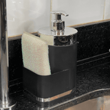 Dispenser Porta Detergente Organizador De Pia Preto e Cromado - Ela Decora