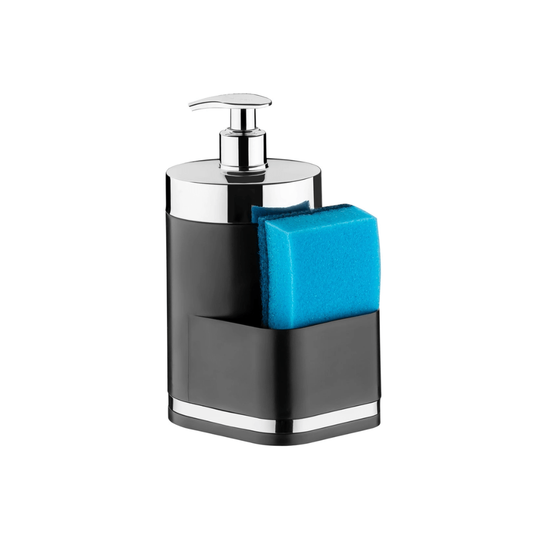 Dispenser Porta Detergente Organizador De Pia Preto e Cromado - Ela Decora
