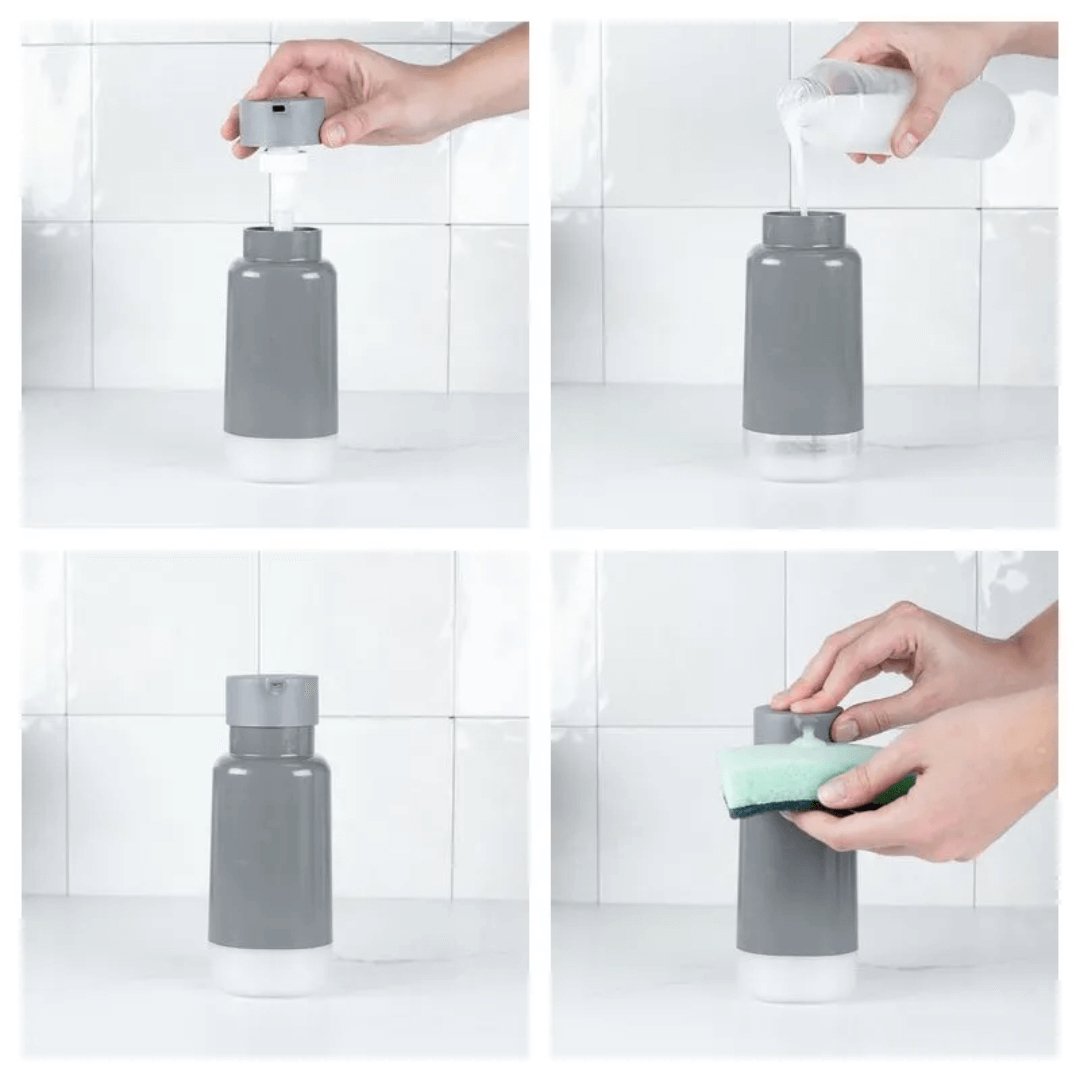 Dispenser Porta Detergente Premium Trium 500ml Preto Fechado - Ela Decora