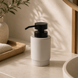 Porta Sabonete Liquido Dorica Bege com Tampa Preta 300ml
