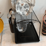 Escorredor 2 Andares Com Bandeja Preto Fosco Linha Black - Ela Decora