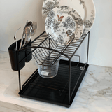 Escorredor 2 Andares Com Bandeja Preto Fosco Linha Black - Ela Decora