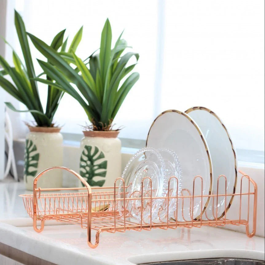 Escorredor de louças em Aço Rose Gold