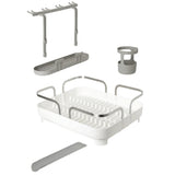 Escorredor De Louças Holster Com Porta Taças e Bico Branco em Aço Inox e Polipropileno Umbra - Ela Decora