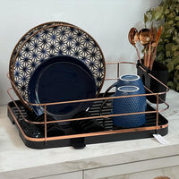 Escorredor de Louças Rose Gold Preto com Porta Talheres