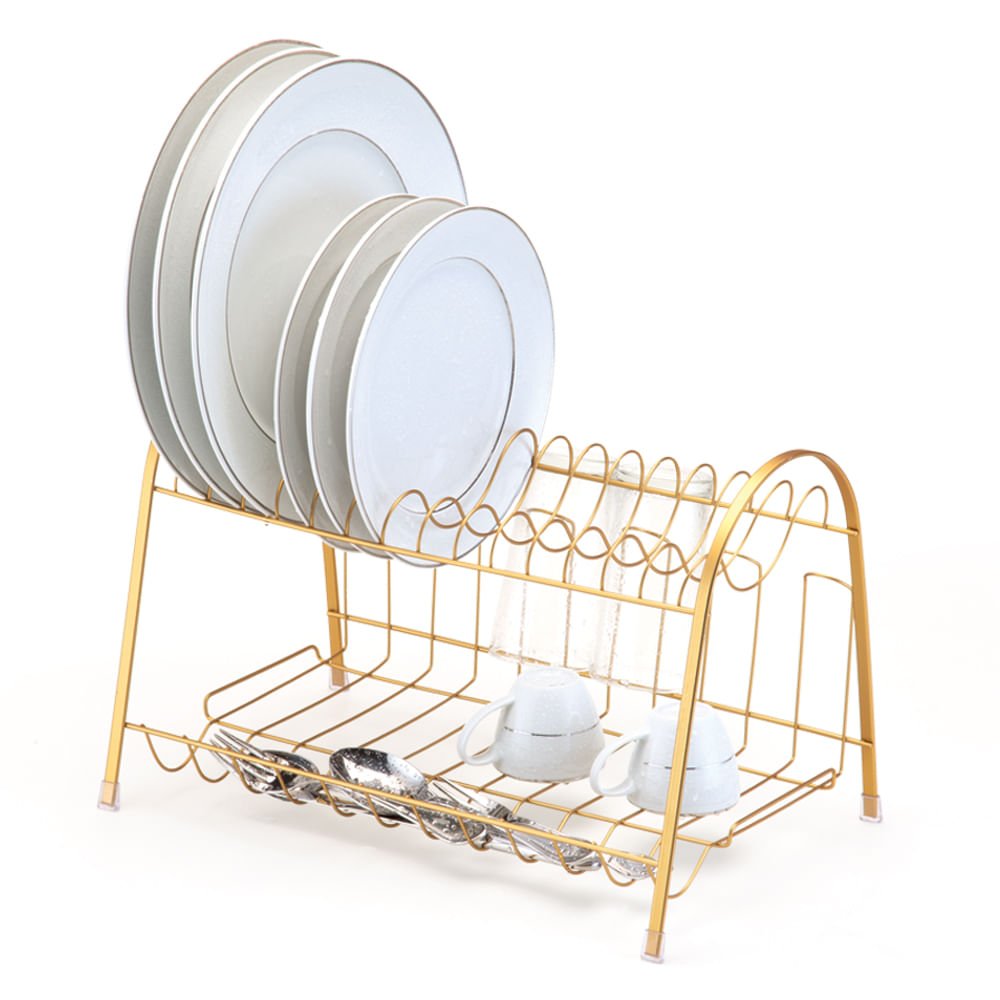 Escorredor Max Duplo Dourado Fosco - Ela Decora