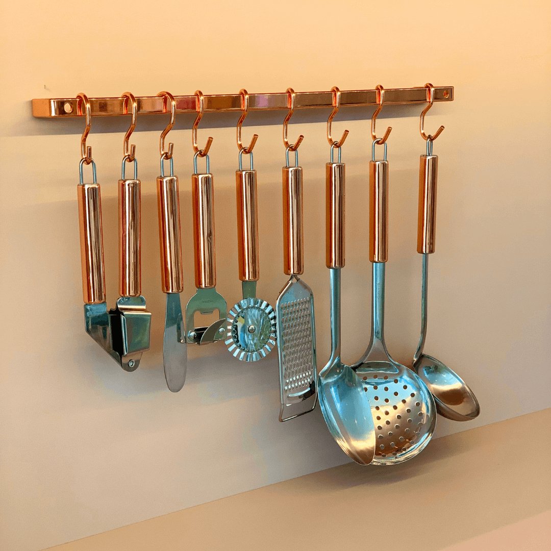 Escumadeira de Inox Cabo Metalizado Rose Gold - Ela Decora