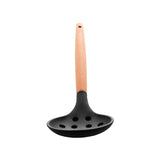 Escumadeira de Silicone com Cabo de Bambu Charmy Preta 31,5cm - Ela Decora