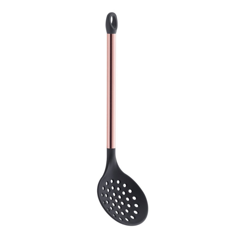 Escumadeira em Silicone Chumbo Cabo Rose Gold - 36,5 cm - Ela Decora