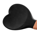 Espátula Colher de Silicone com Cabo de Bambu Heart Preto 27cm - Ela Decora
