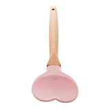 Espátula Colher de Silicone com Cabo de Bambu Heart Rosa 27cm - Ela Decora