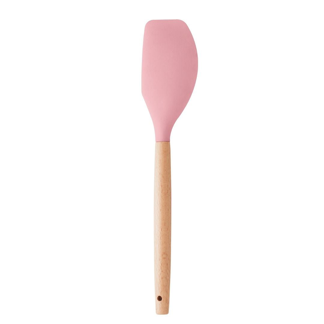 Espátula de Silicone com Cabo de Bambu Charmy Rosa 31,5cm - Ela Decora