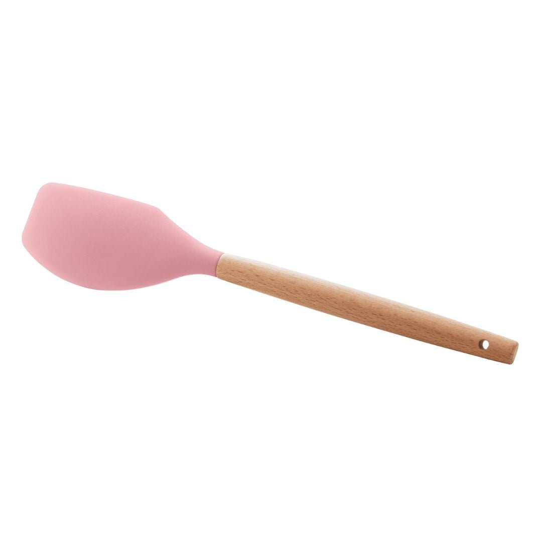 Espátula de Silicone com Cabo de Bambu Charmy Rosa 31,5cm - Ela Decora