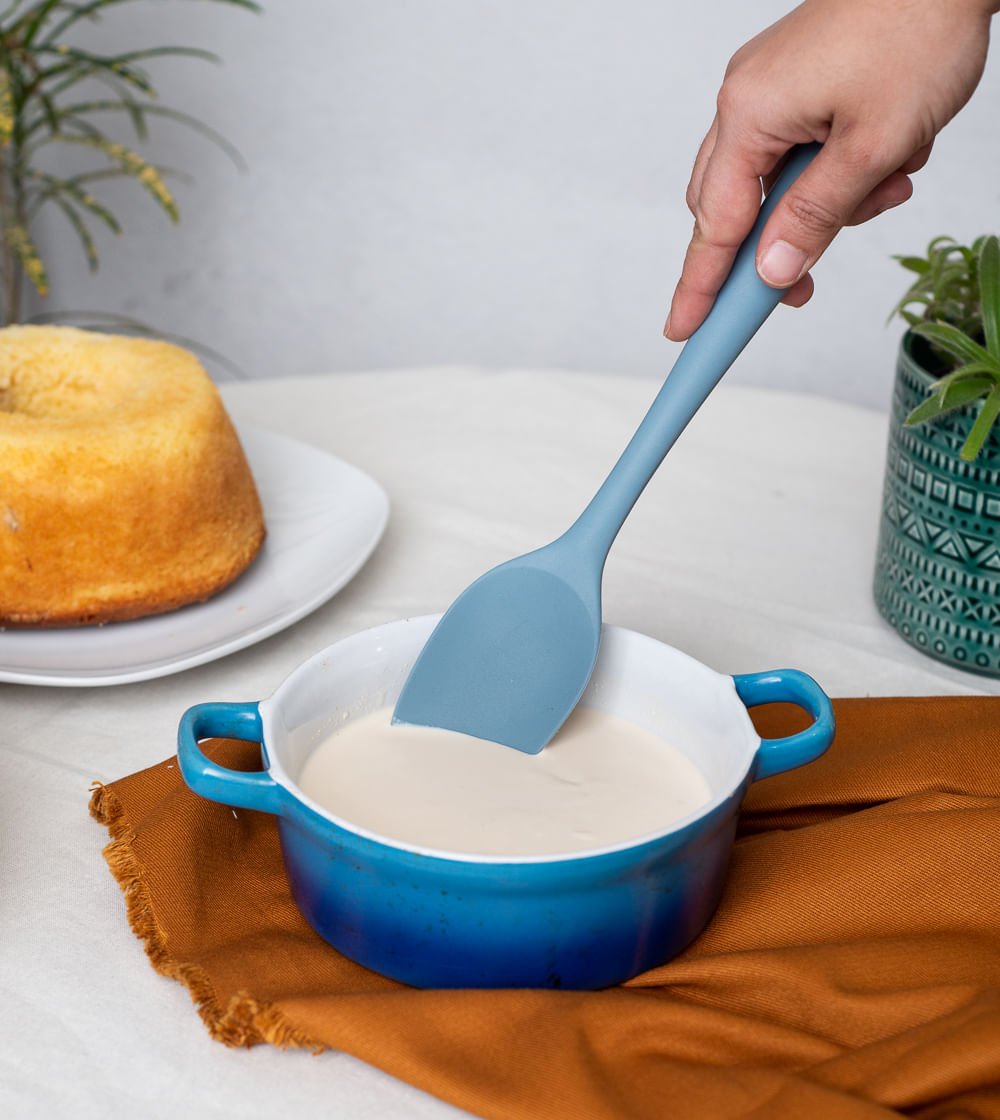 Espatula de Silicone Duplo Redonda Azul - Ela Decora