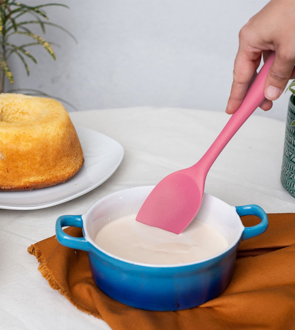 Espátula de Silicone Duplo Redonda Rosa - Ela Decora