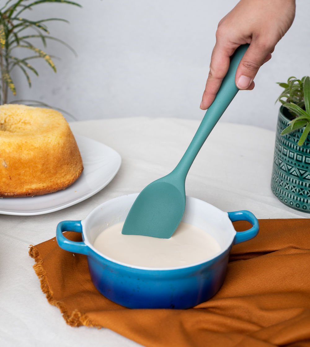 Espátula de Silicone Duplo Redonda Verde - Ela Decora
