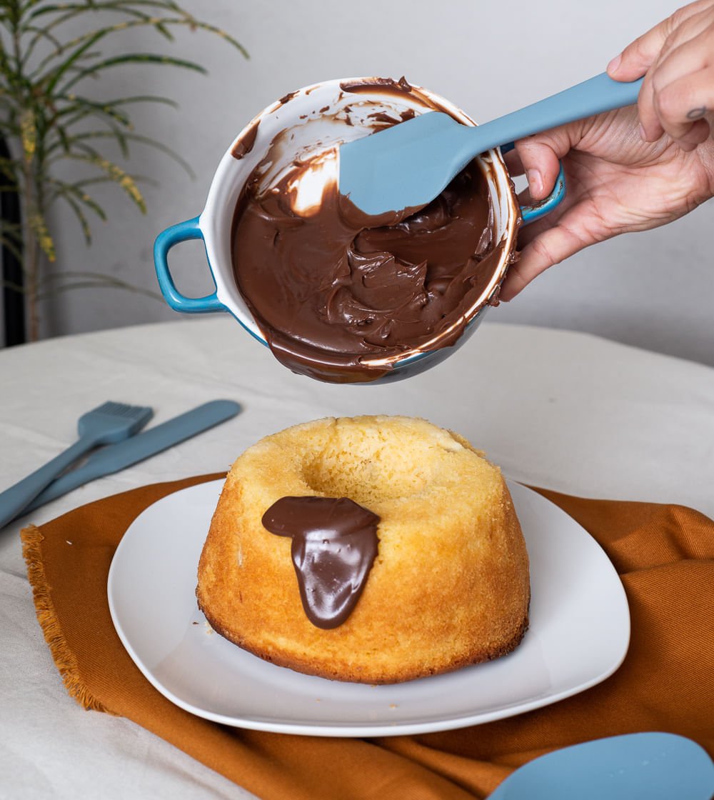 Espátula de Silicone Duplo Reta Pão Duro Azul - Ela Decora