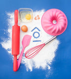 Espátula de Silicone Duplo Reta Pão Duro Rosa - Ela Decora