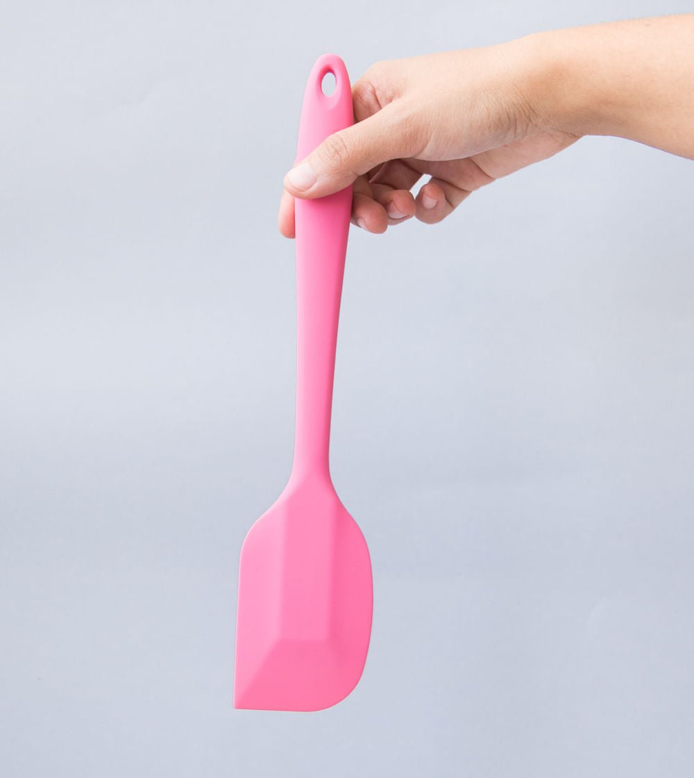 Espátula de Silicone Duplo Reta Pão Duro Rosa - Ela Decora