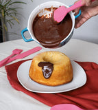 Espátula de Silicone Duplo Reta Pão Duro Rosa - Ela Decora