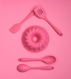 Espátula de Silicone Duplo Reta Pão Duro Rosa - Ela Decora