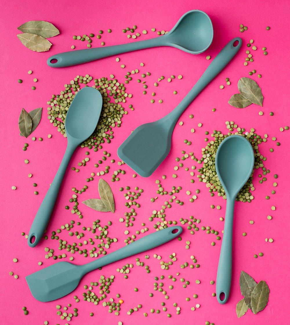 Espátula de Silicone Duplo Reta Pão Duro Verde - Ela Decora