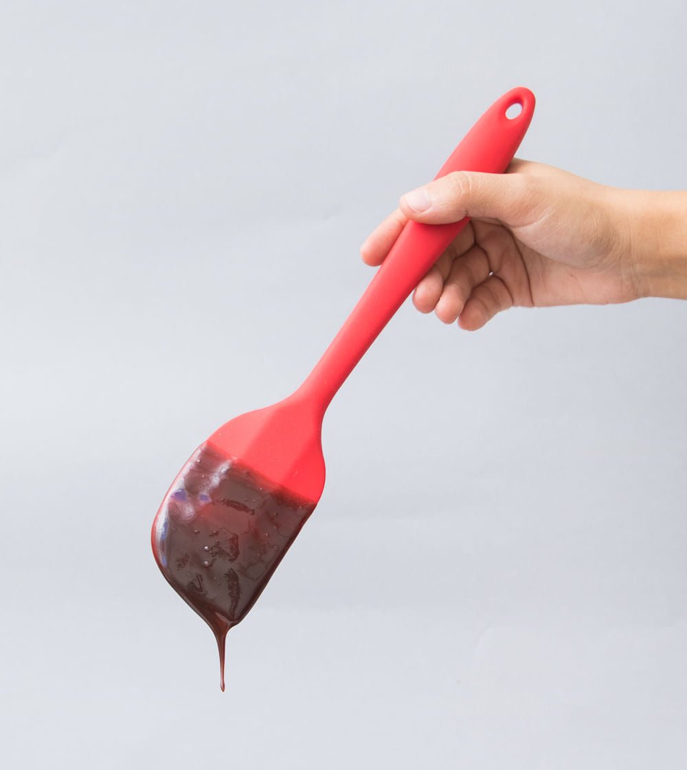Espatula de Silicone Duplo Reta Pão Duro Vermelho - Ela Decora