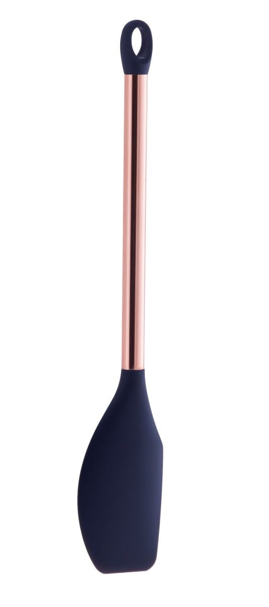 Espátula Pão Duro em Silicone Azul Marinho Cabo Rose Gold - 35,5 cm - Ela Decora