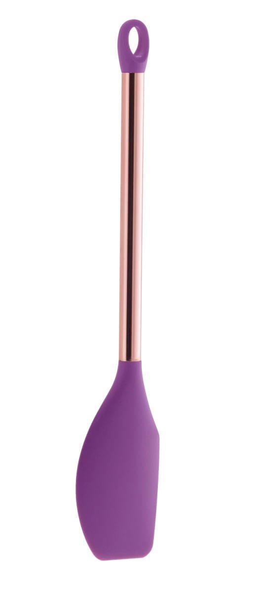 Espátula Pão Duro em Silicone Roxo Cabo Rose Gold 35,5 cm - Ela Decora