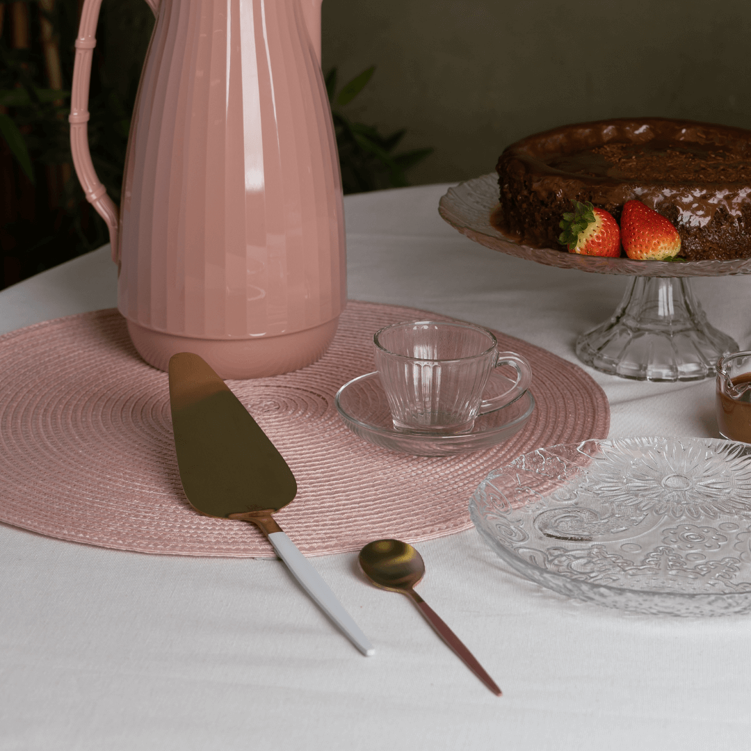 Espatula para Bolo Aço Inox Opera Champanhe e Branca 20,5cm - Ela Decora
