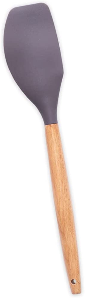 Espátula Reta de Silicone com Cabo de Madeira Cinza - Ela Decora