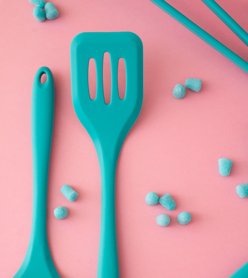 Espátula Vazada de Silicone Duplo Verde - Ela Decora