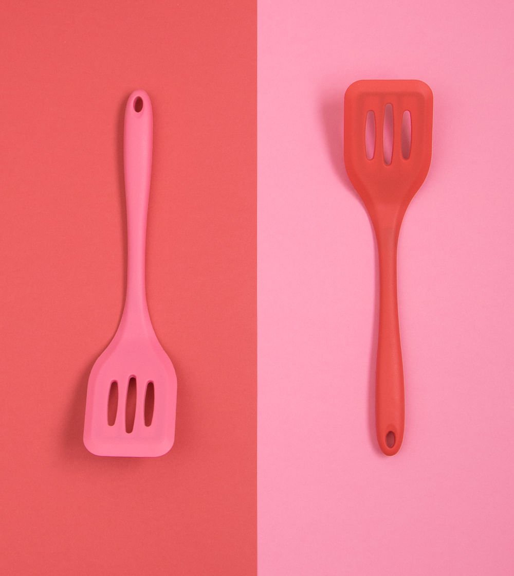 Espátula Vazada de Silicone Duplo Vermelho - Ela Decora