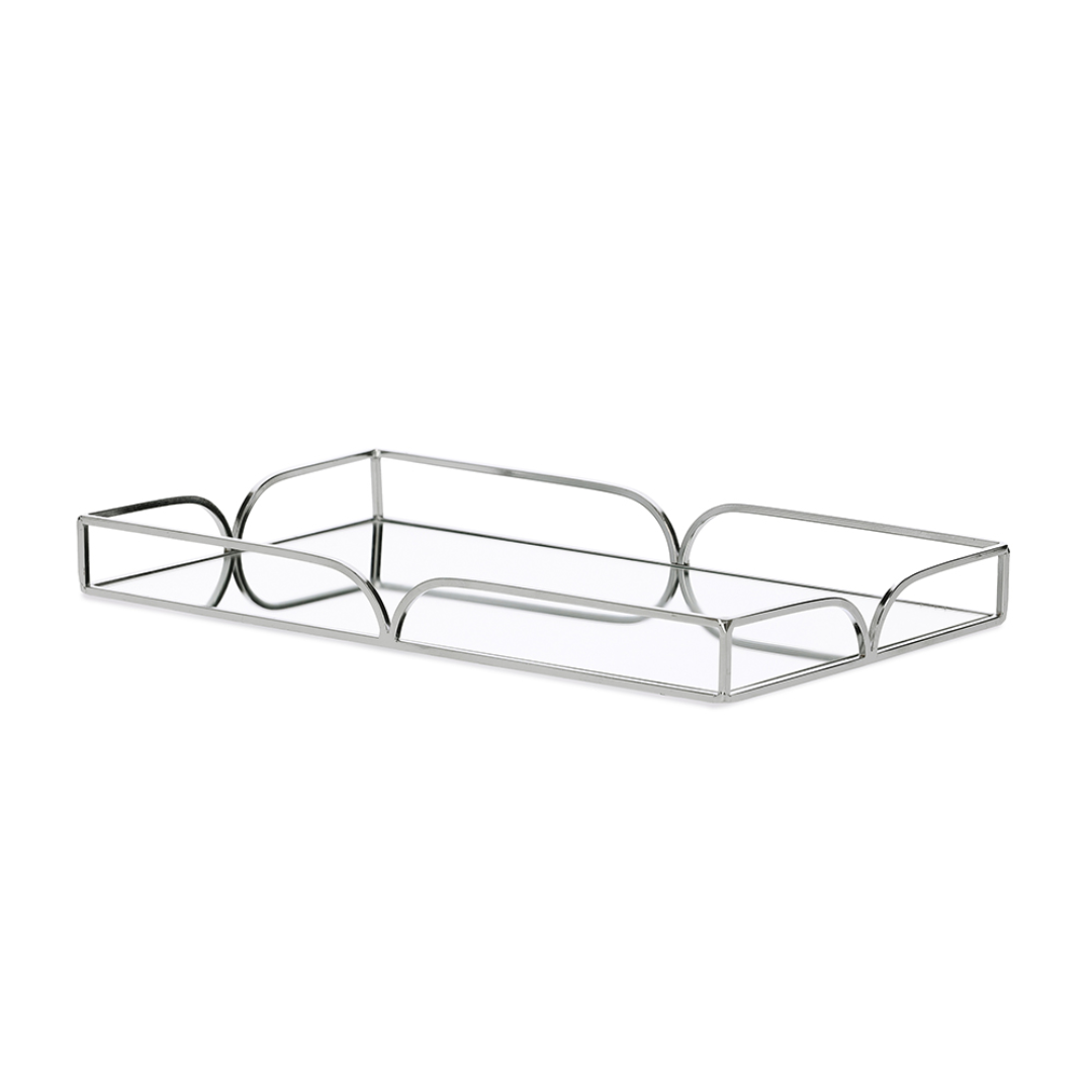 Bandeja em Metal Espelhada Cromada G 35cm
