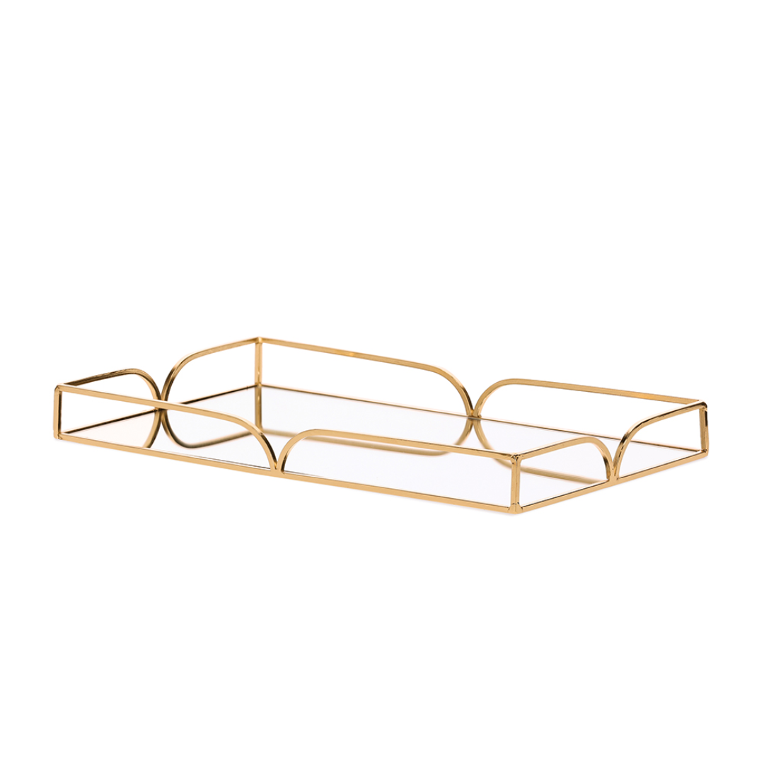 Bandeja em Metal Espelhada Dourada G 35cm