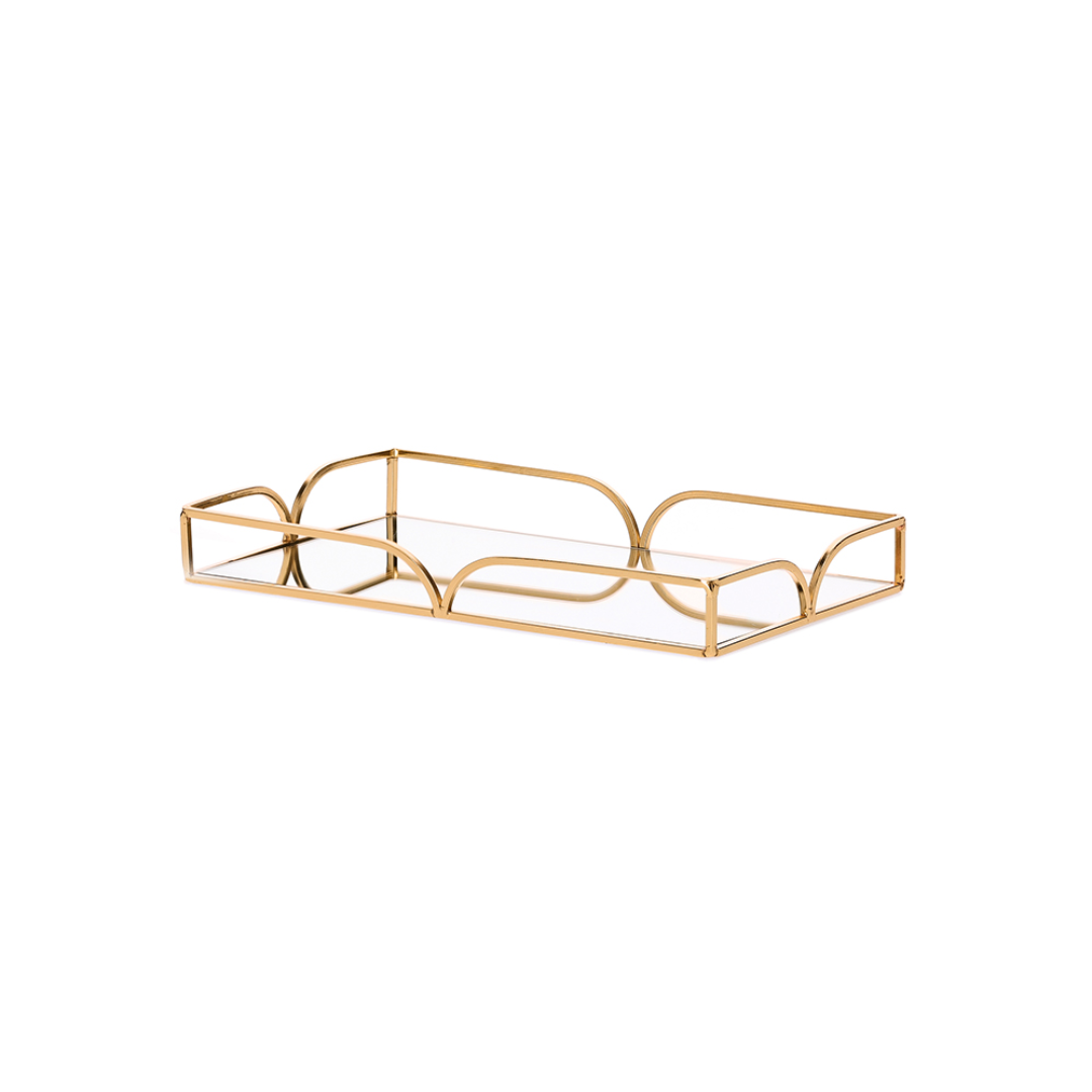 Bandeja em Metal Espelhada Dourada P 28cm