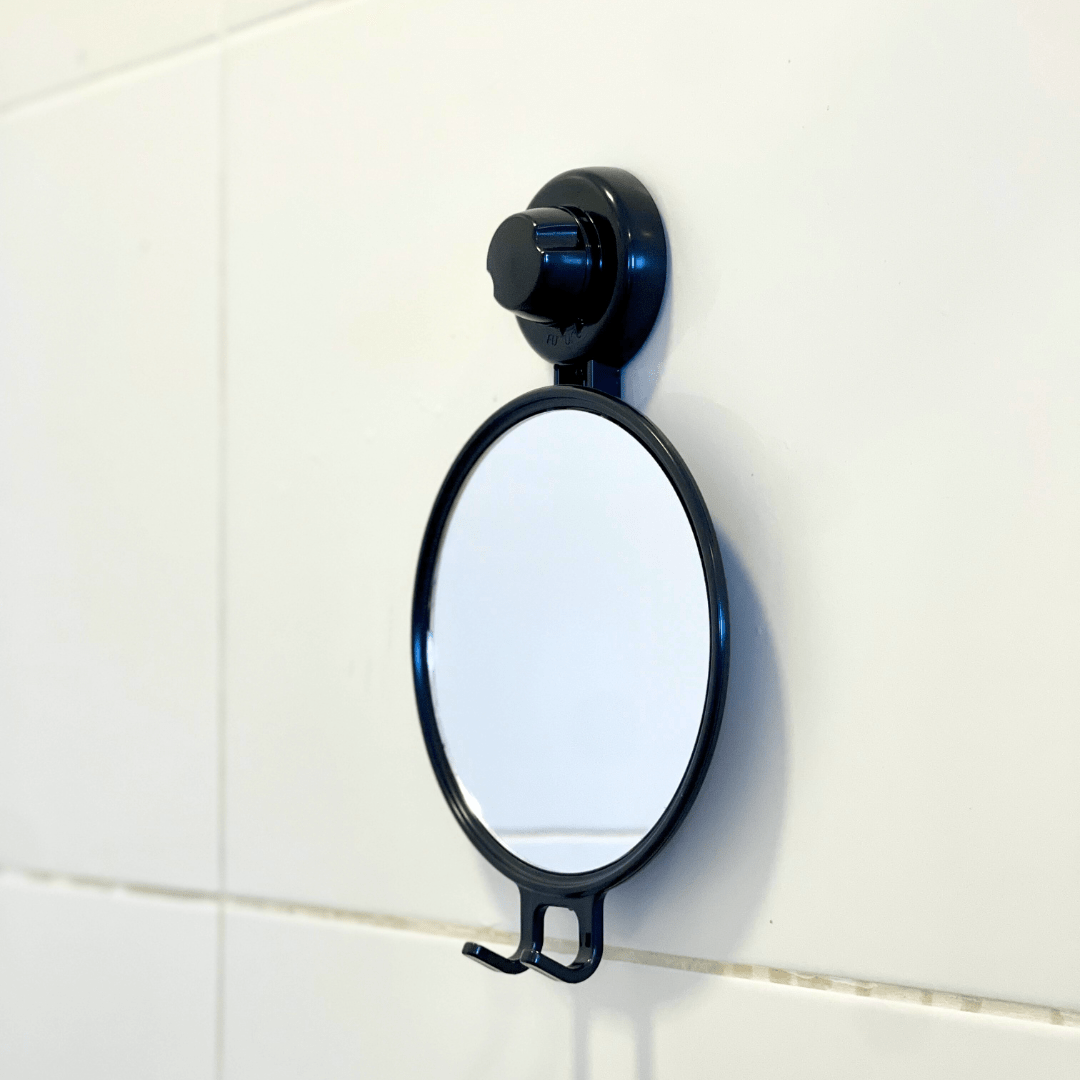 Espelho Antiembaçante com Ventosa Preto - Ela Decora
