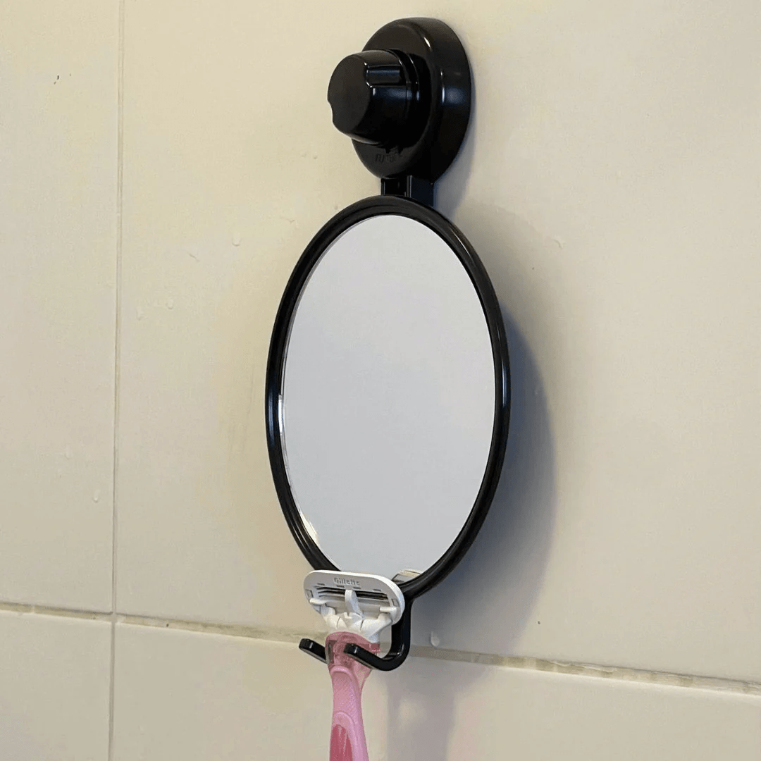 Espelho Antiembaçante com Ventosa Preto - Ela Decora