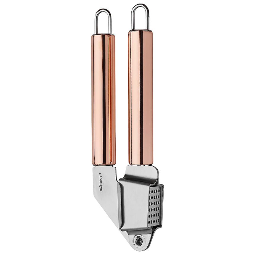 Espremedor de Alho de Inox Cabo Metalizado Rose Gold - Ela Decora