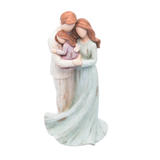 Detalhe figura família resina acabamento pintura suave poses abraço